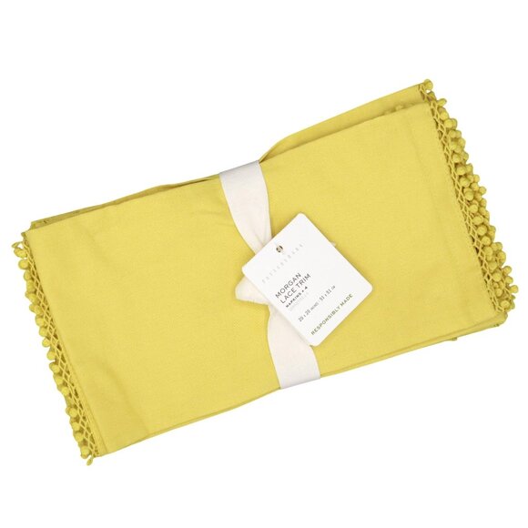 Pottery Barn Morgan Organic Cotton Napkin Yellow Picnic Table Setting Bright NWT - Picture 1 of 15